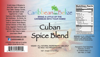 Caribbean Belize | Cuban Spice Blend - Product Label