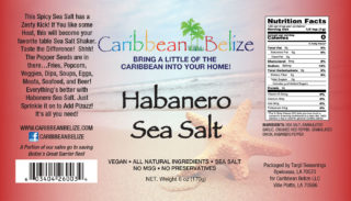 Caribbean Belize | Habanero Sea Salt - Product Label