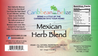 Caribbean Belize | Mexican Herb Blen - Product Label
