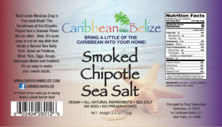 Caribbean Belize | Smoked Chipotle Sea Salt - Product Label