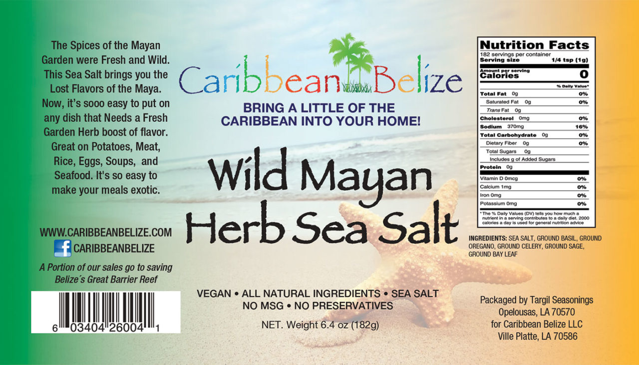 Caribbean Belize | Wild Mayan Herb Salt - Product Label